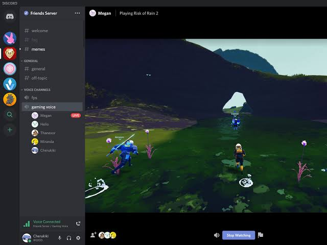 Giao diện cấu trúc kênh Discord phân tầng và tính năng phát trực tiếp livestream gameplay trên kênh Voice