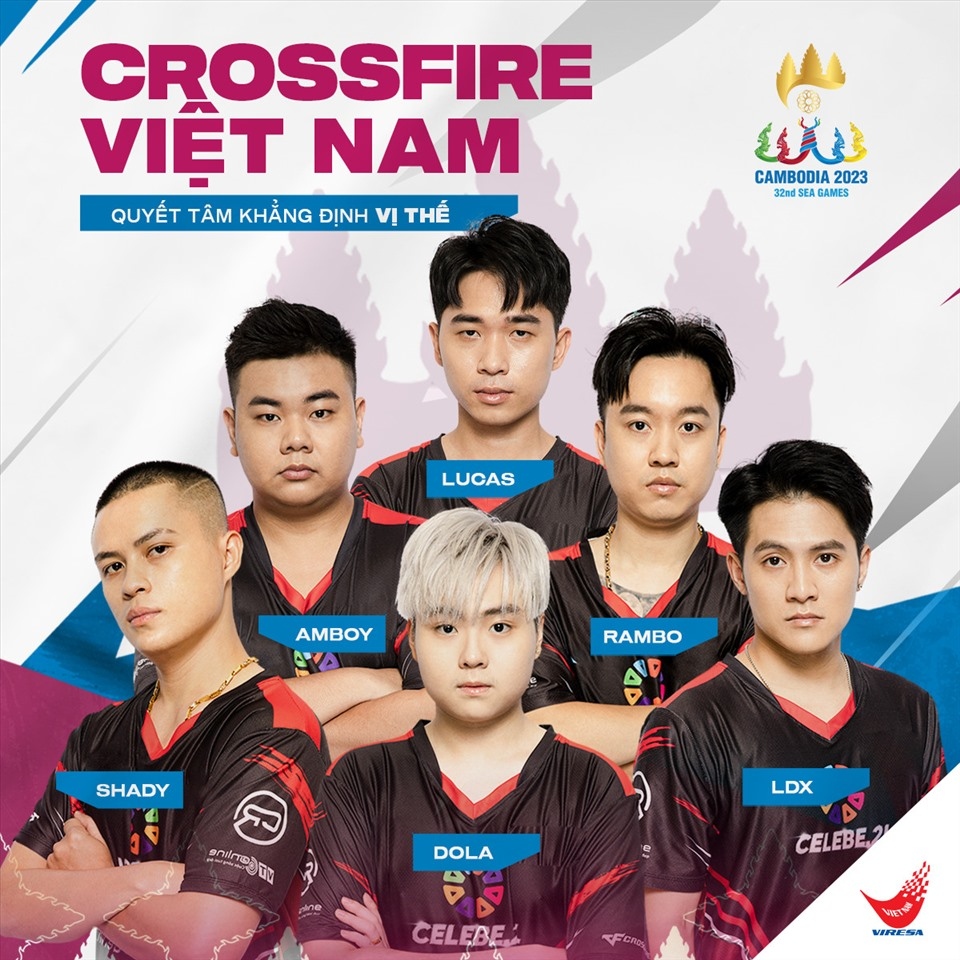 Đội tuyển Đột Kích CrossFire Việt Nam (CELEBe 2L) tại kỳ SEA Games với thương hiệu tài trợ đồng hành danh xưng